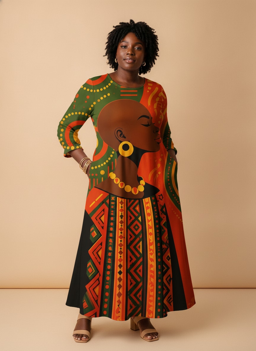 "Malkia" Long Sleeve Maxi Dress