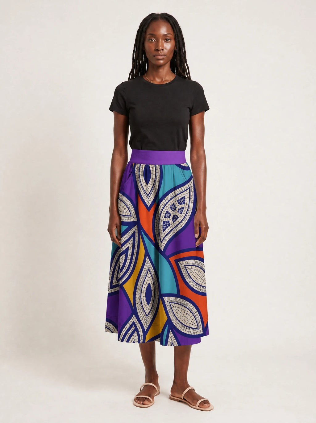 "Johari" Twirl Skirt — front view on model