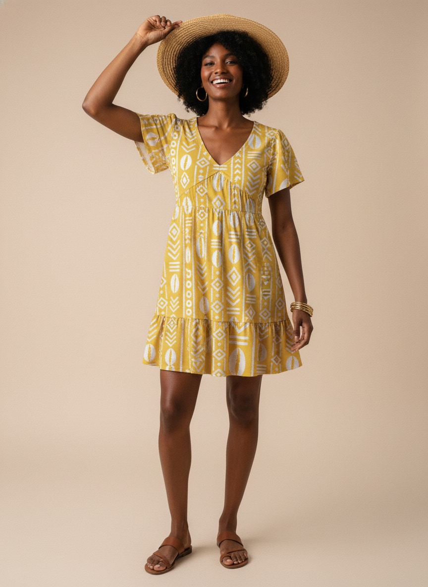 "Oshun Dhahabu" Floral Dress