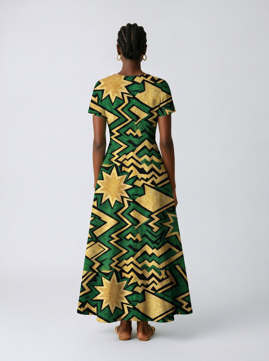 "Emerald Sheba" Short Sleeve Maxi Dress
