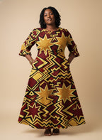Burgundy Sheba Long Sleeve Maxi Dress