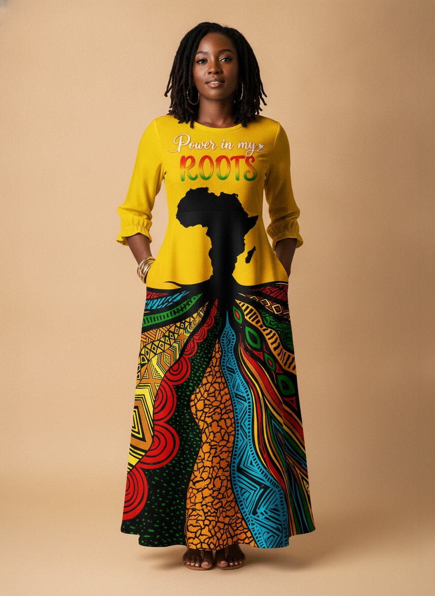 "Mzizi" Long Sleeve Maxi Dress