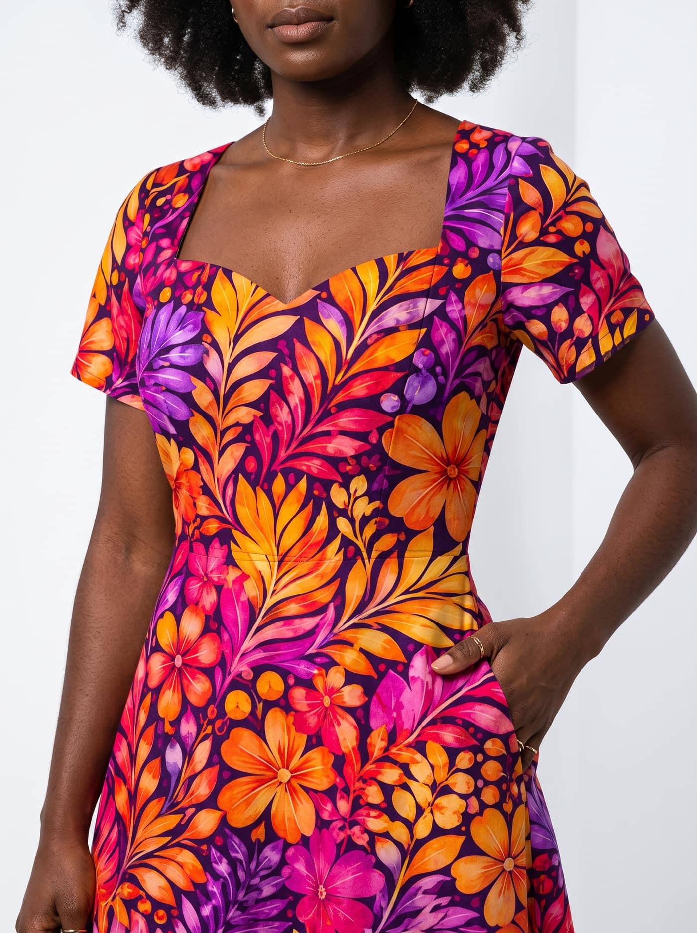 "Waridi" Sweetheart Midi Dress
