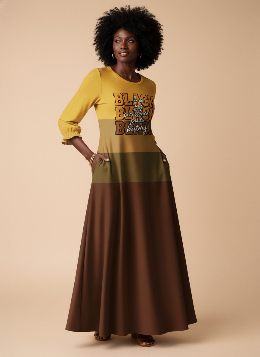 Black Excellence Long Sleeve Maxi Dress