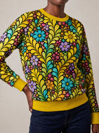 "Njano" Sweatshirt — close view of the crew neck, raglan seams and ribbed trims