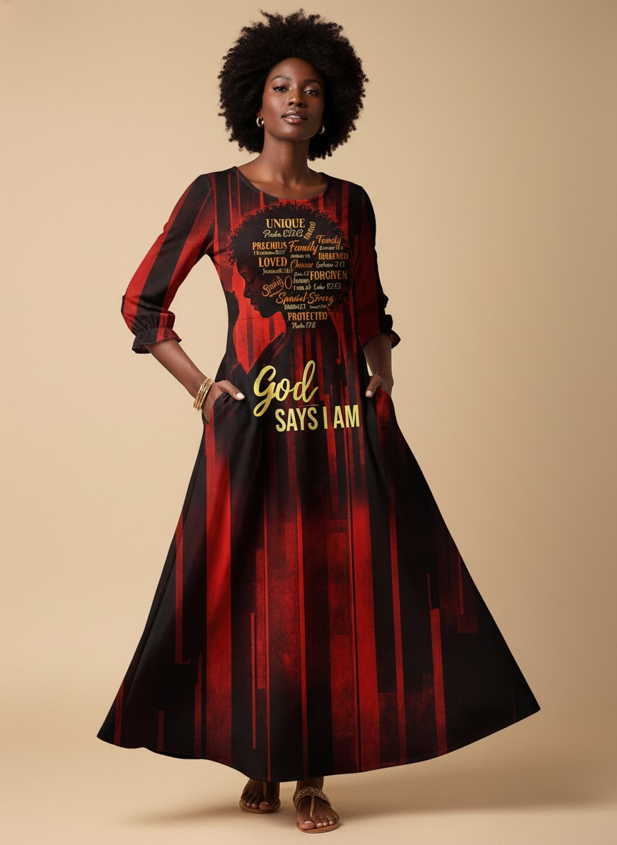 "Asante" Long Sleeve Maxi Dress