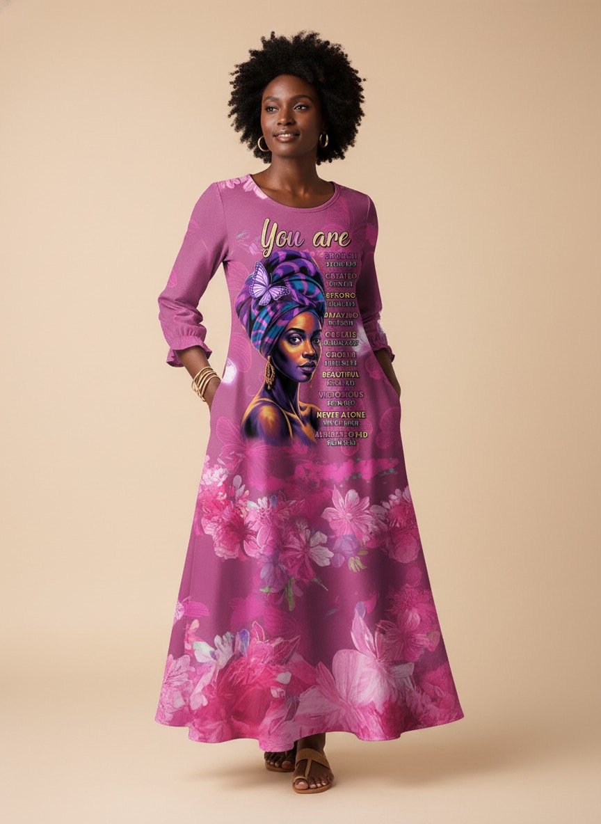 Pink Orchid Long Sleeve Maxi Dress