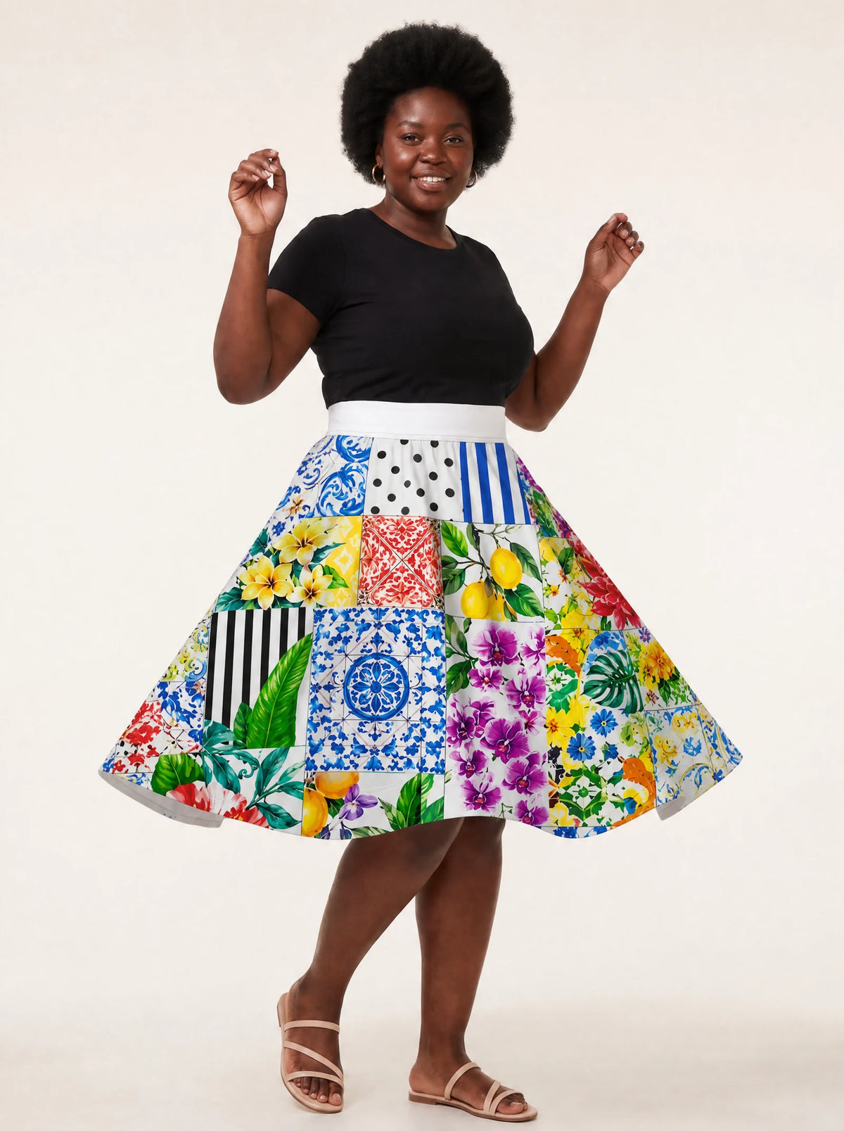 "Kisiwa" Twirl Skirt — full length on model