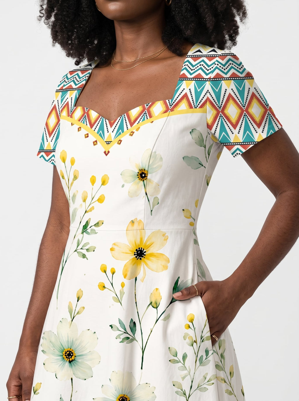 "Alizeti" Sweetheart Midi Dress