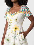 "Alizeti" Sweetheart Midi Dress