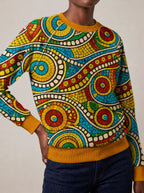 "Taji" Sweatshirt — close view of the crew neck, raglan seams and ribbed trims