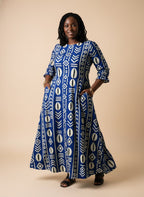 "Oshun" Royal Blue Long Sleeve Maxi Dress