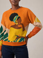 "Machungwa" Sweatshirt — close view of the crew neck, raglan seams and ribbed trims