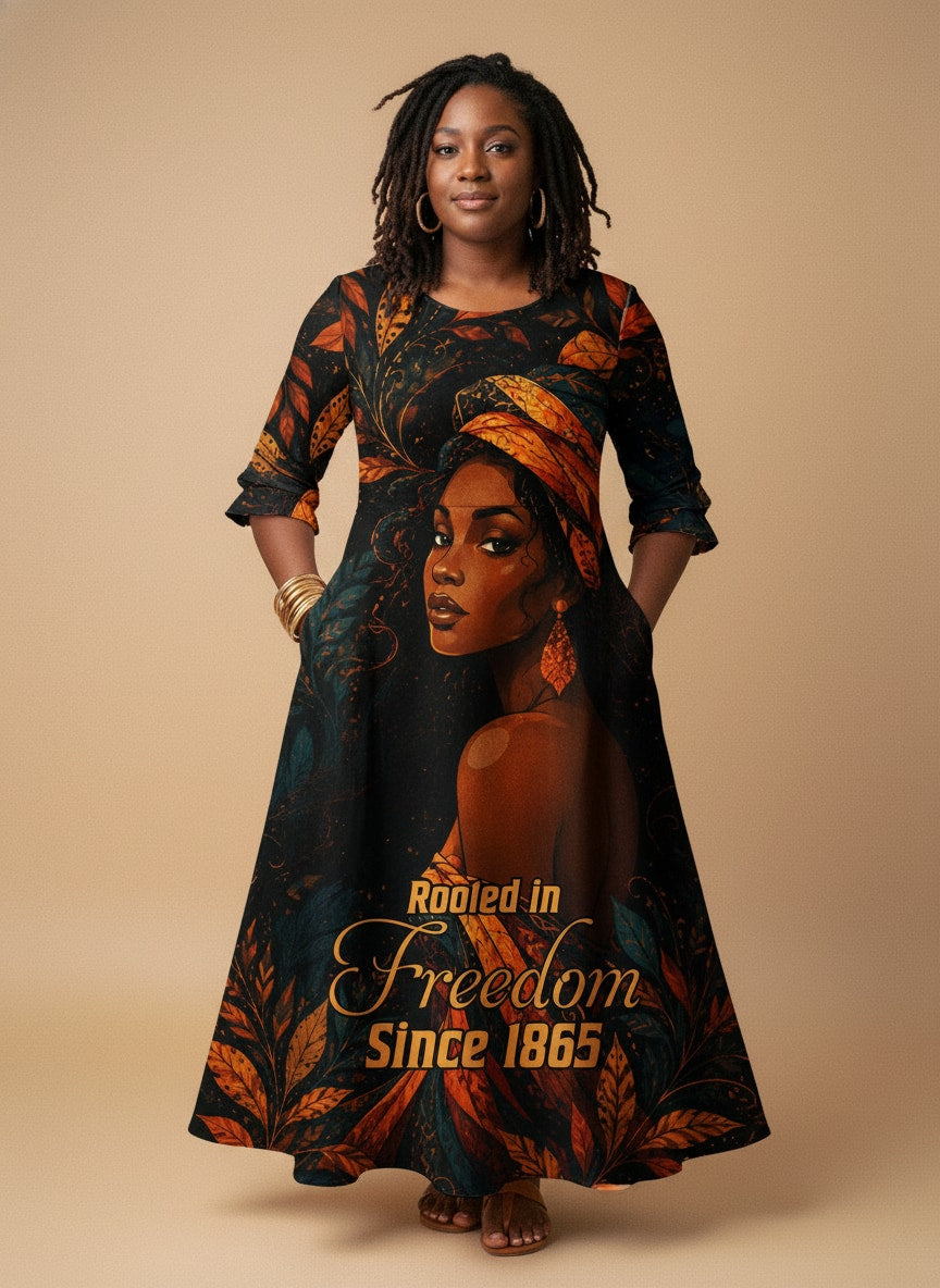 "Huru" Long Sleeve Maxi Dress