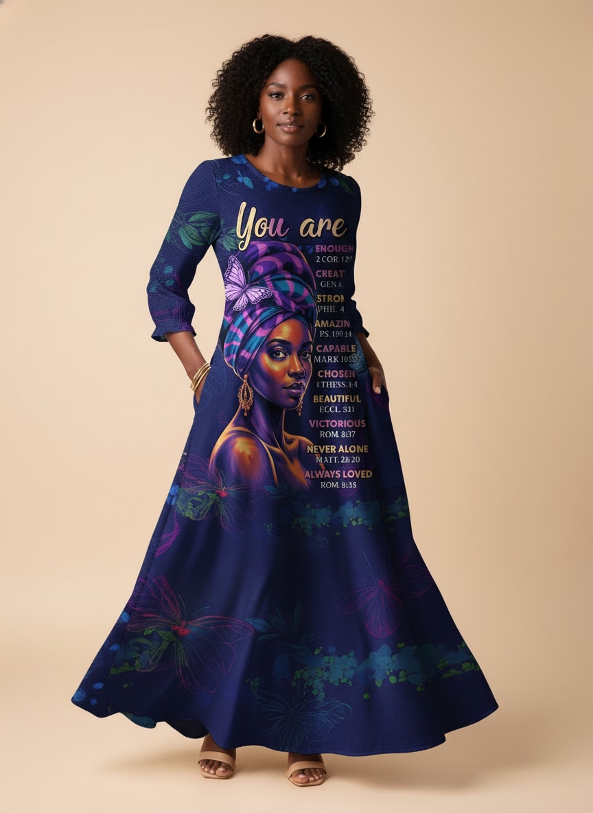Blue Orchid Long Sleeve Maxi Dress