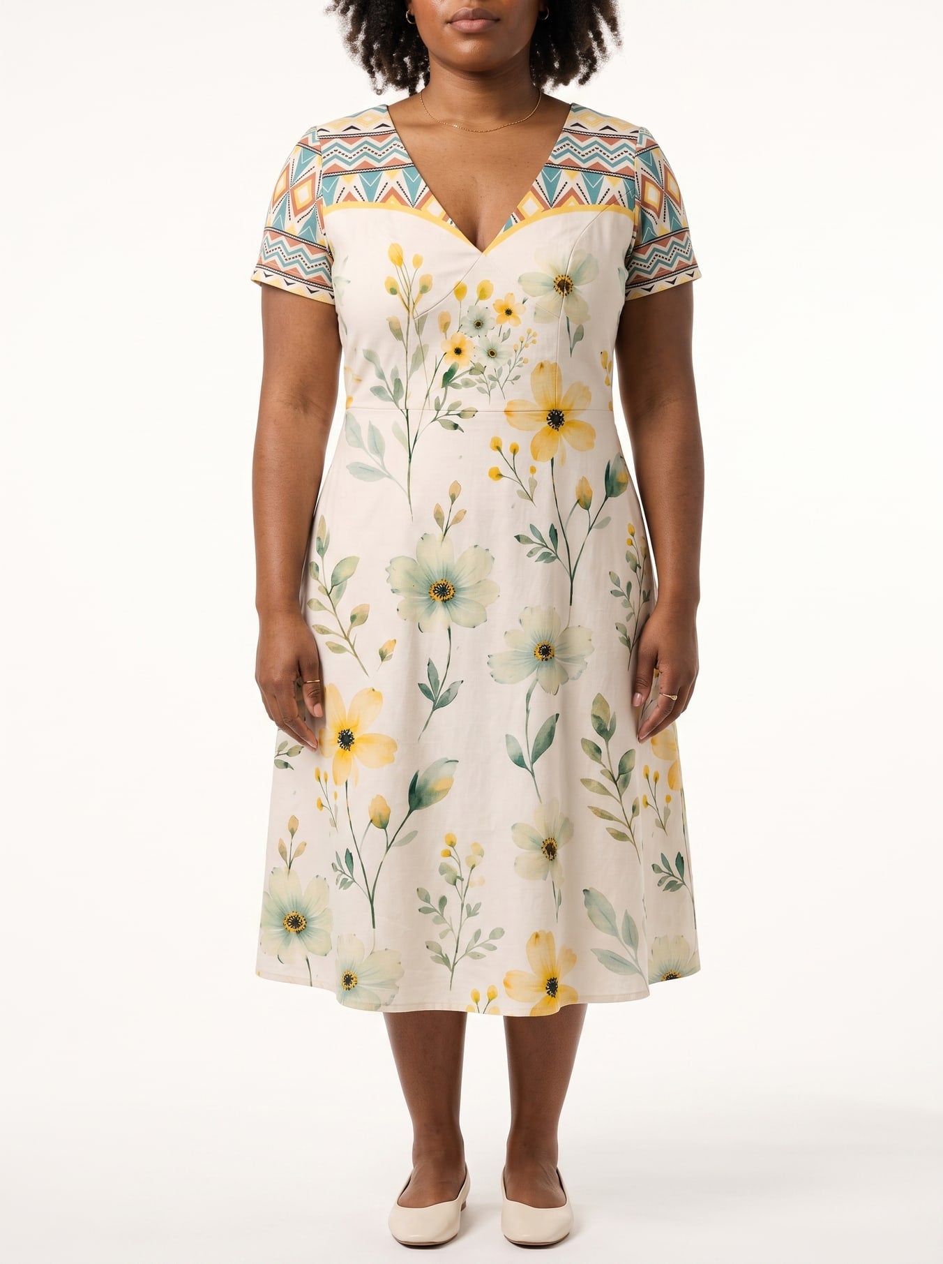 "Alizeti" Short Sleeve Maxi Dress