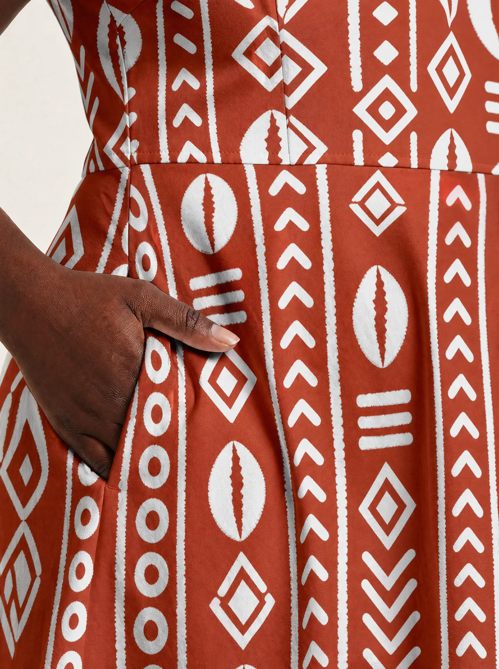 "Oshun Kijani" V Neck Midi Dress