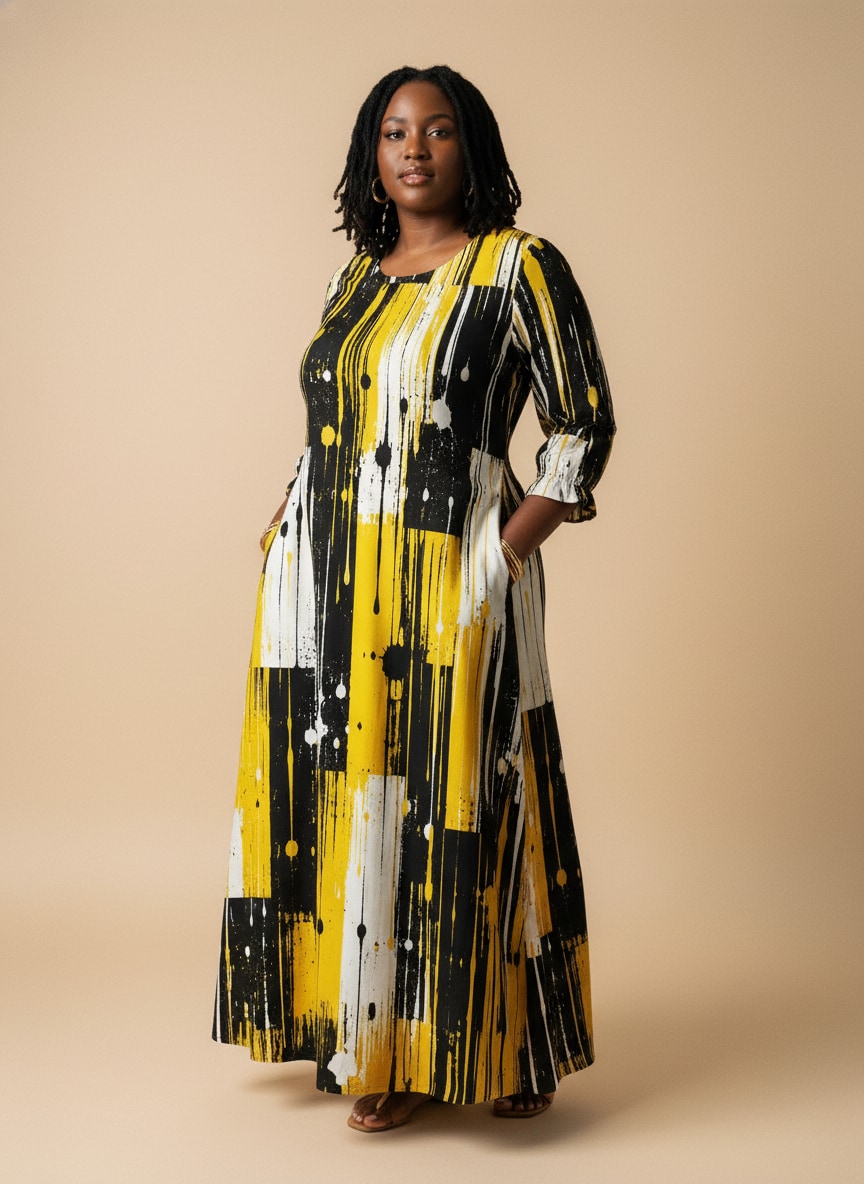 "Mvua" Long Sleeve Maxi Dress