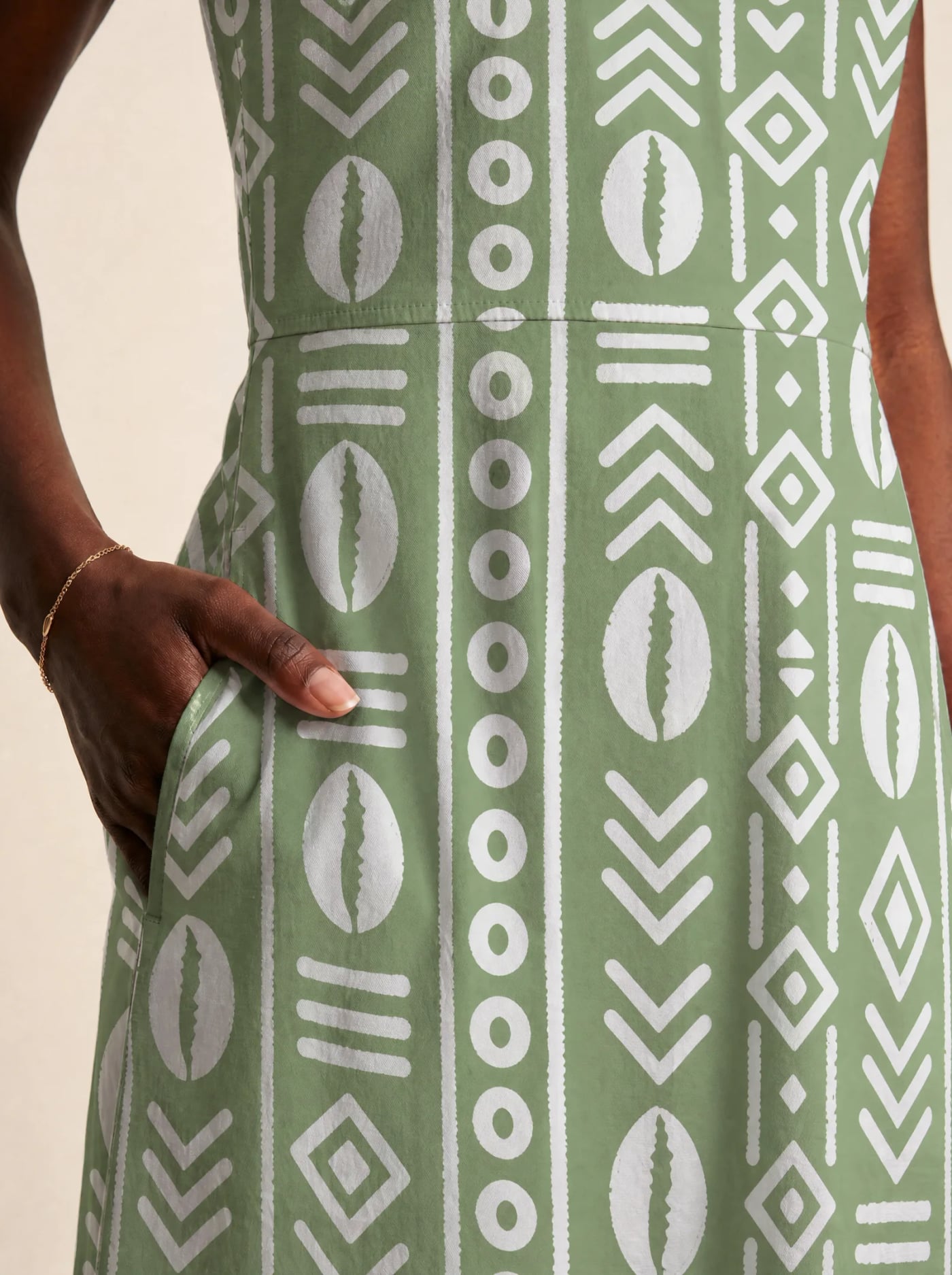 "Oshun Verde" V Neck Midi Dress Promo