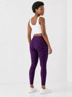 Purple Leopard Leggings — back view on model