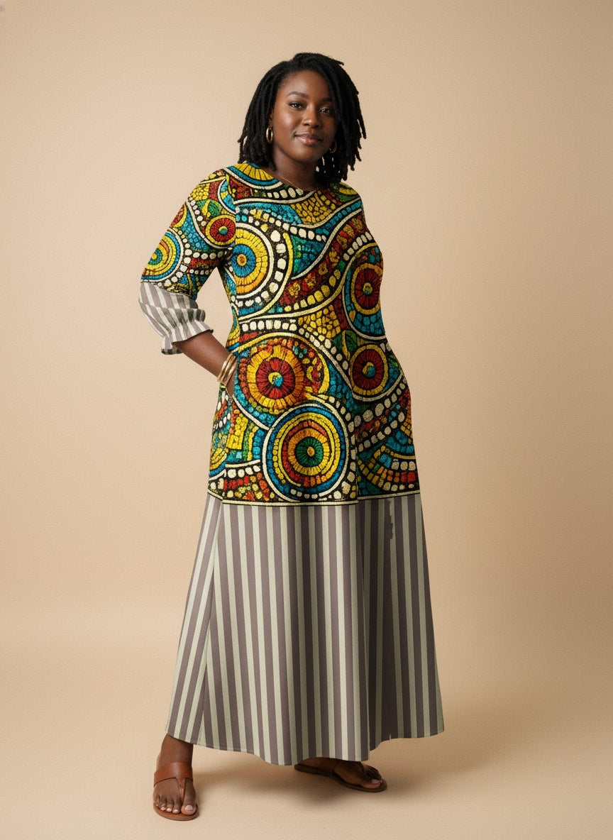 "Taji" Long Sleeve Maxi Dress