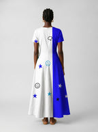 "Feeling Blacknificient Blue" Short Sleeve Maxi Dress