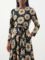 "Cheka" Halloween Long Sleeve Midaxi Dress — standing, angled view on model