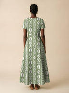 "Oshun Verde" Short Sleeve Maxi Dress