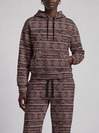 "Tabaka" Plum Gold Hoodie & Jogger Set — close view of the pocket, hem band and jogger waistband