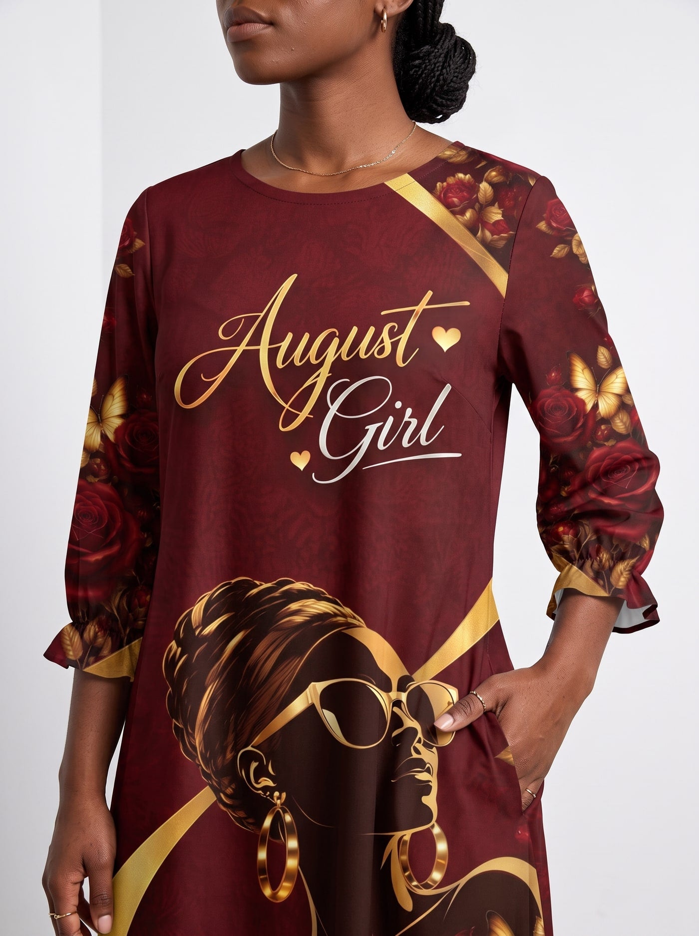 "August Girl Roses" Long Sleeve Maxi Dress