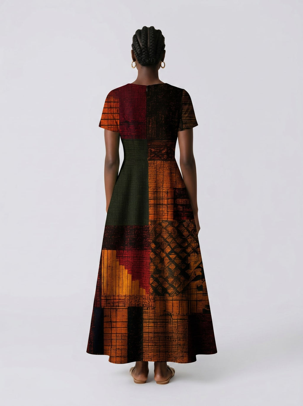 "Inuka" Short Sleeve Maxi Dress