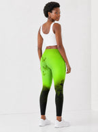 "Selah" Green Leggings — back view on model
