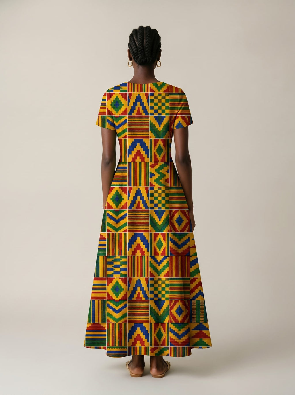 "Kumasi" Short Sleeve Maxi Dress