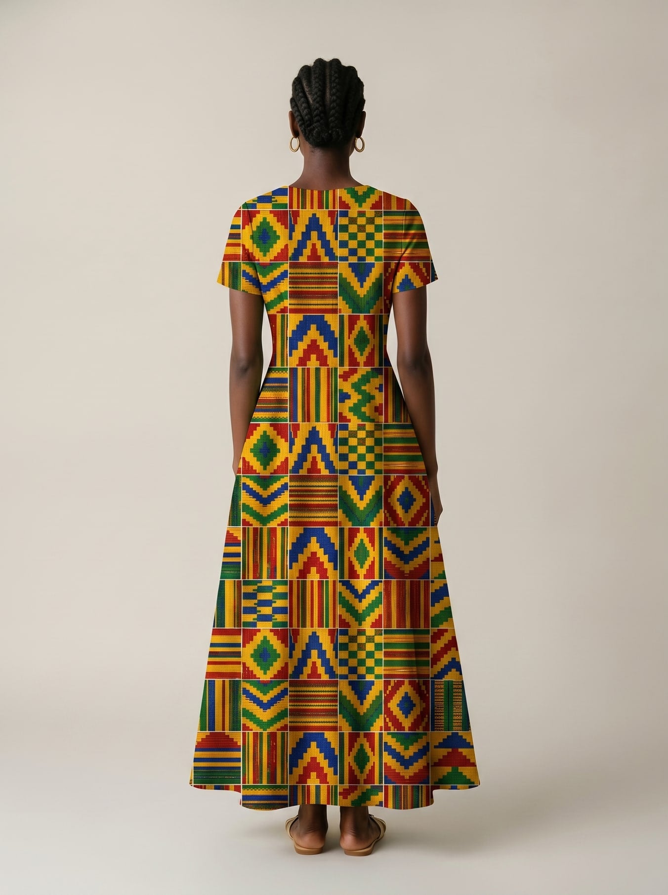 "Kumasi" Short Sleeve Maxi Dress