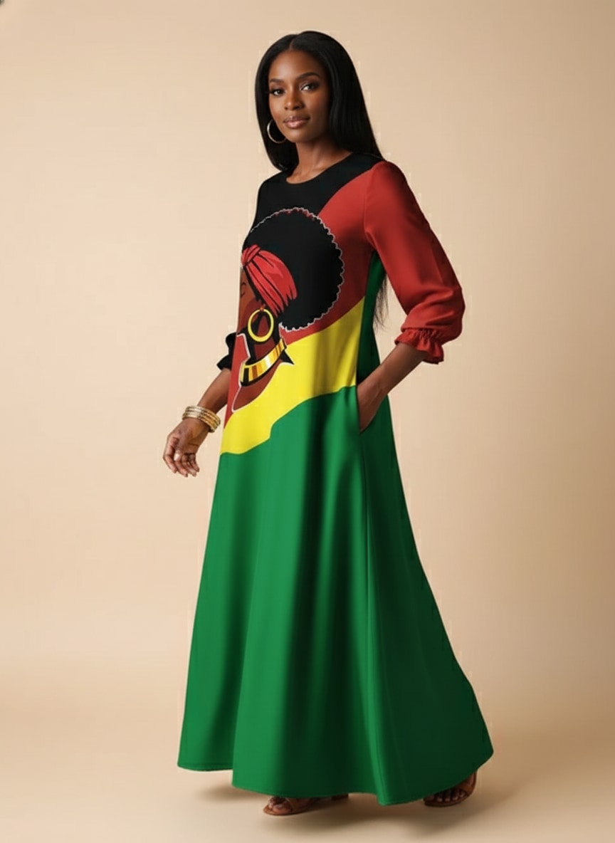 Black History Long Sleeve Maxi Dress