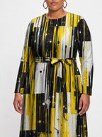 "Mvua" Viscose Midi Dress — close-up of the tie sash and the in-seam side pocket