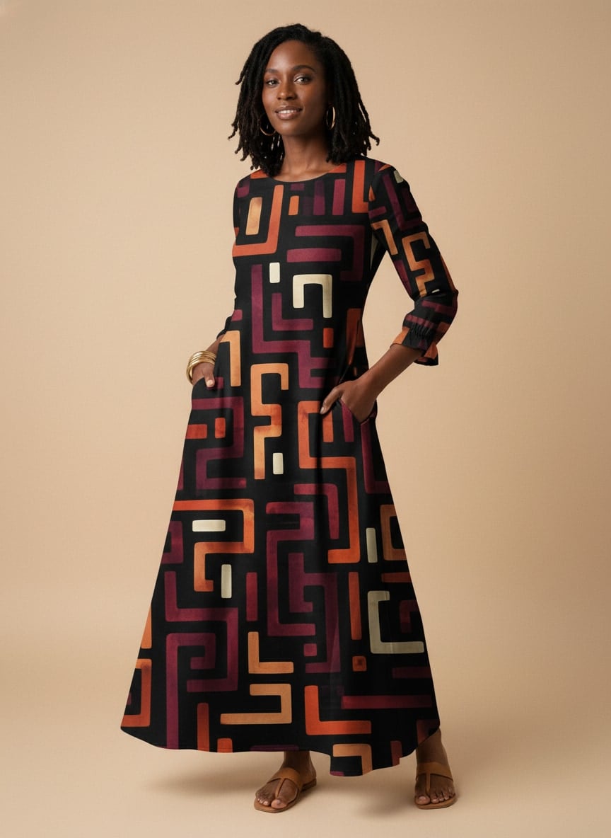 "Njeri" Long Sleeve Maxi Dress