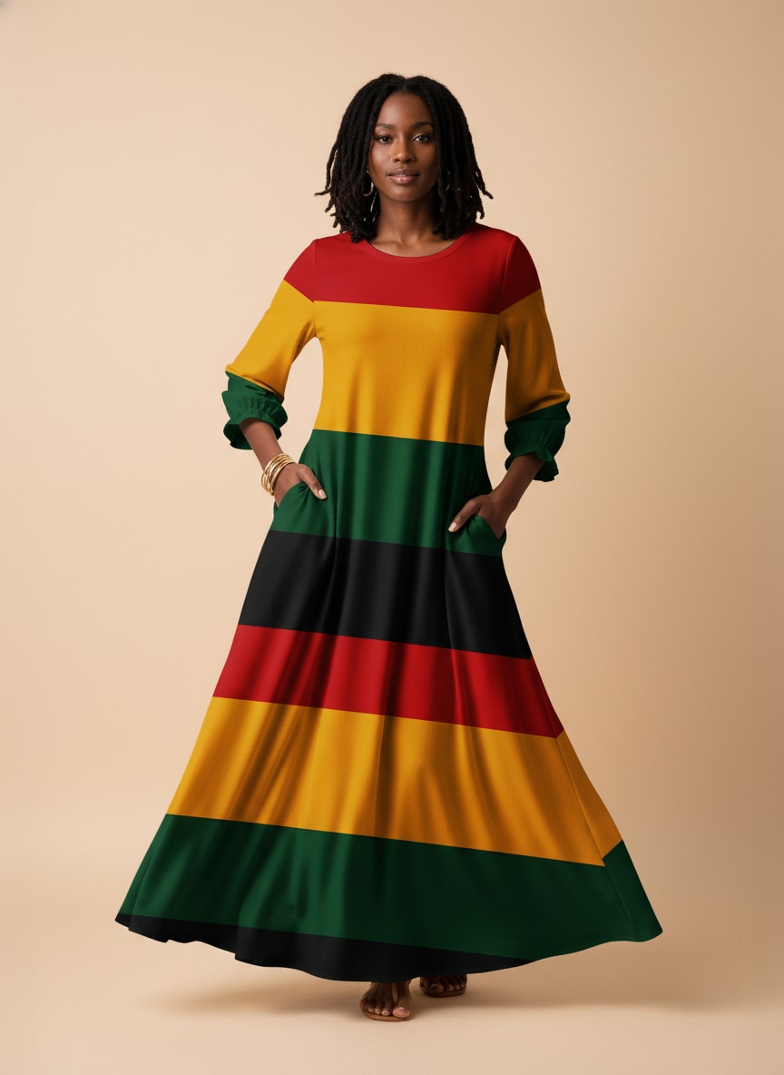"Accra" Long Sleeve Maxi Dress