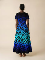 "Unstoppable" Sapphire Leopard" Short Sleeve Maxi Dress