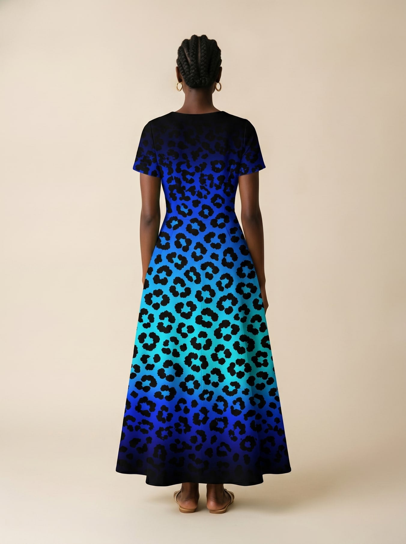"Unstoppable" Sapphire Leopard" Short Sleeve Maxi Dress