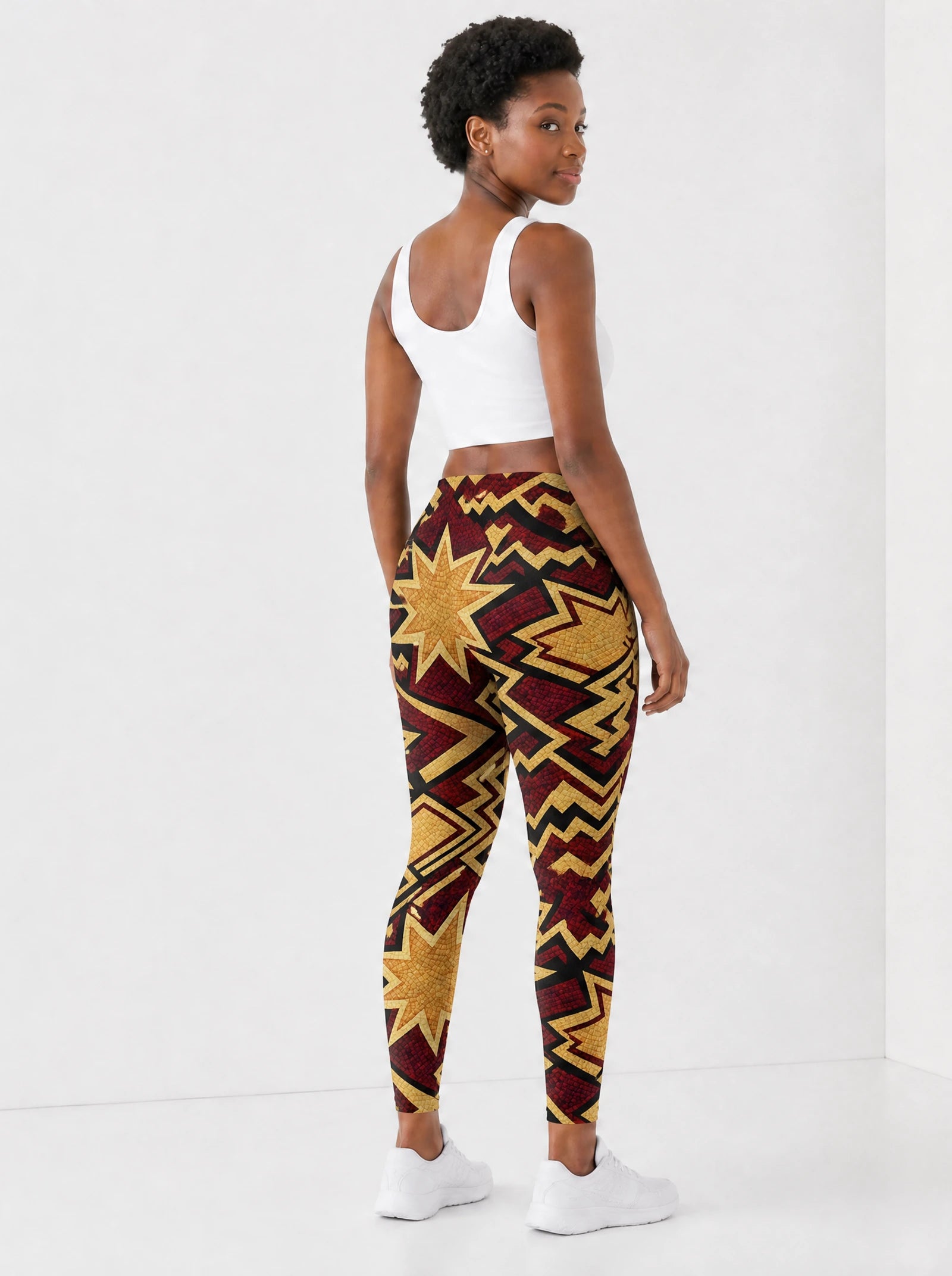 Burgundy Sheba Leggings — back view on model