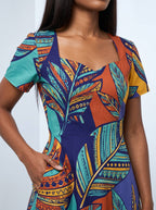 "Majani" Sweetheart Midi Dress