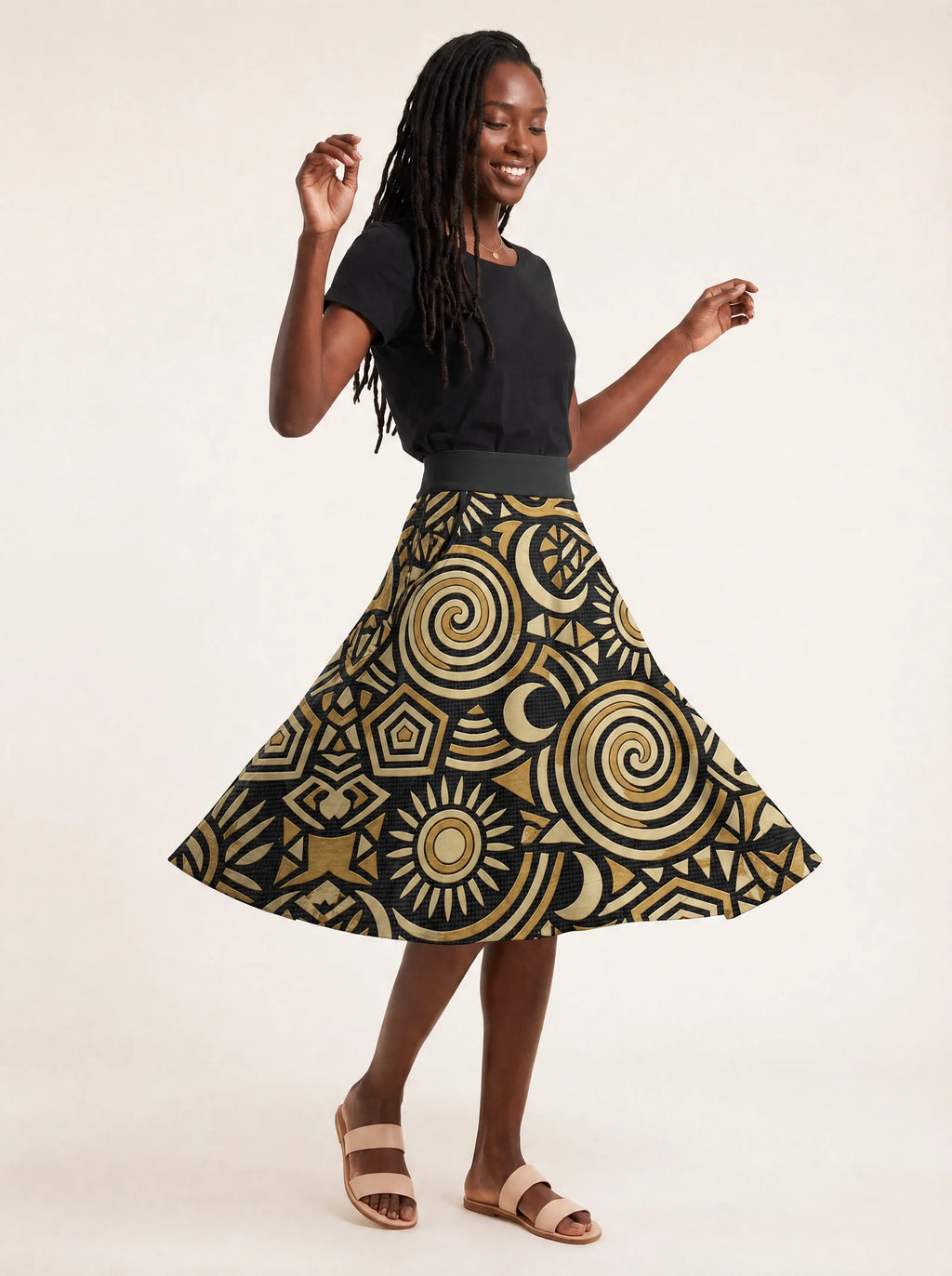 "Sahara" Twirl Skirt — twirling, skirt flared out