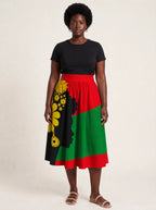 "Furaha" Twirl Skirt — front view on model