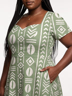"Oshun Verde" Sweetheart Midi Dress