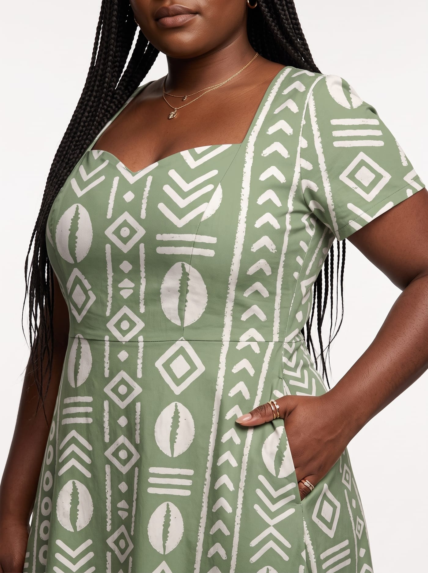 "Oshun Verde" Sweetheart Midi Dress