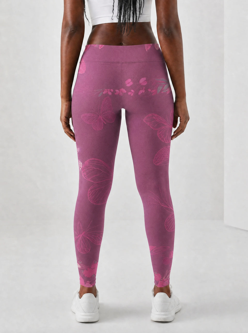 Pink Orchid Leggings — back view on model