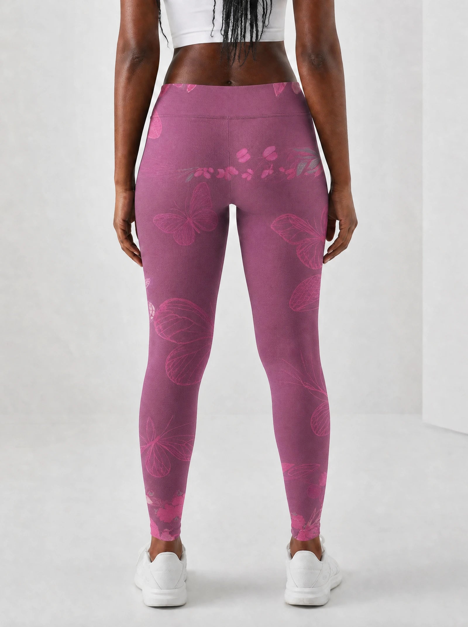 Pink Orchid Leggings — back view on model
