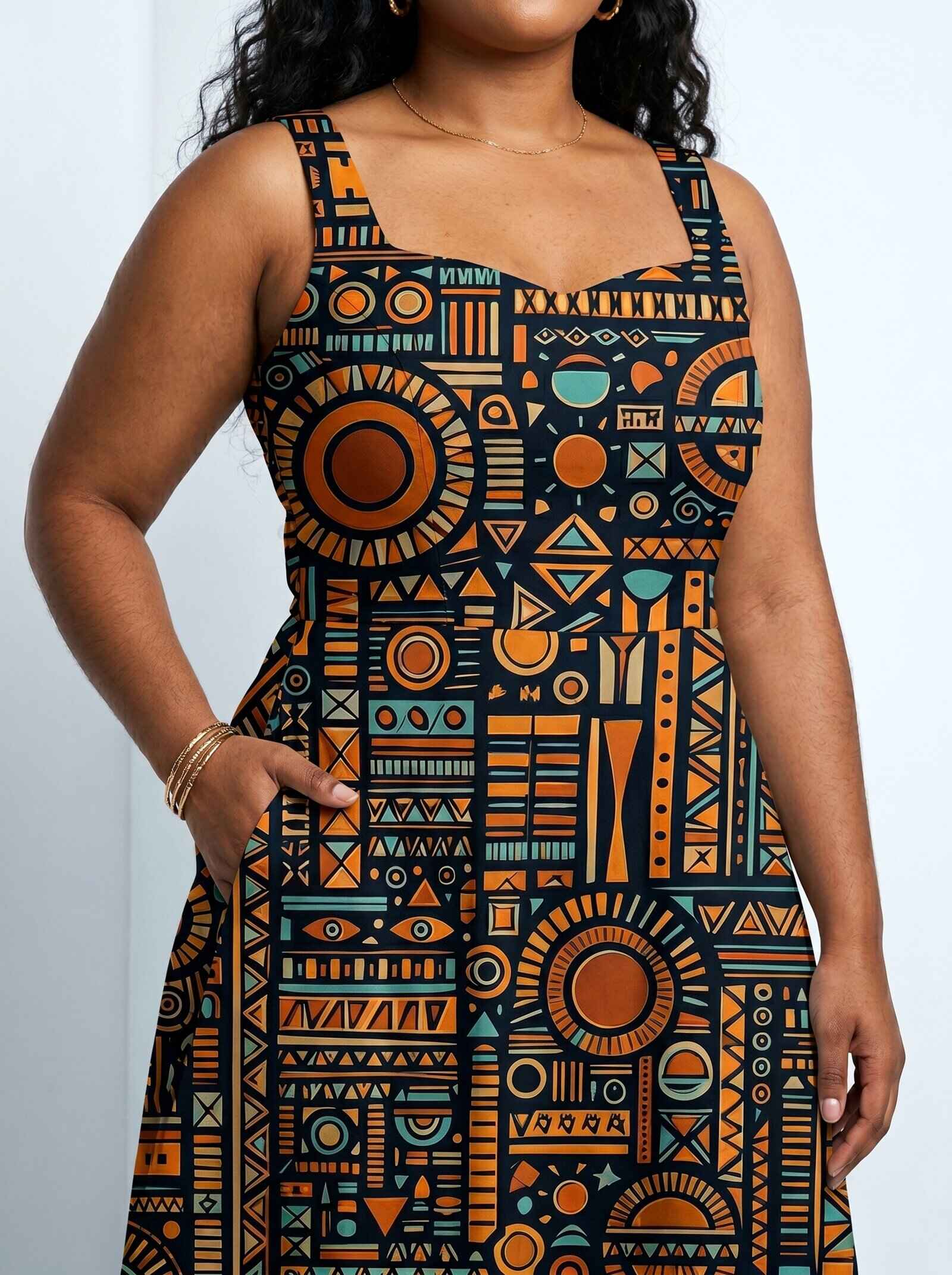 Afrocentric Pattern Corset Dress