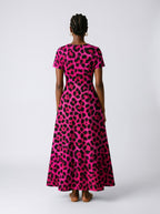 "Unstoppable" Pink Leopard" Short Sleeve Maxi Dress